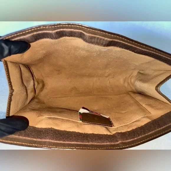 Gucci Vintage PVC/Leather GG Web Sherry Line Clutch. - Picture 7 of 16